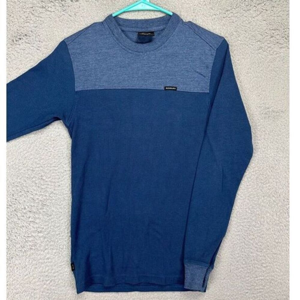 Oakley Thermal Sweater Boys Small Blue Colorblock Crew Neck Pullover‎ Knit Youth